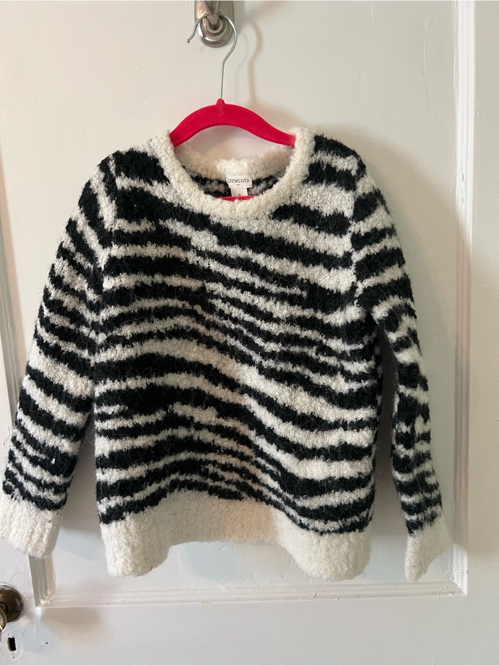 Crewcuts Black & White Fuzzy Zebra-Stripe Sweater
